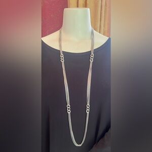 David Yurman Sterling Silver 42” Long Multi-Chain Curb Chain Link Necklace